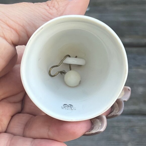 Vintage Signed Kronach Porcelain Bell Pink Flowers Birds Made in West Germany - Picture 6 of 7